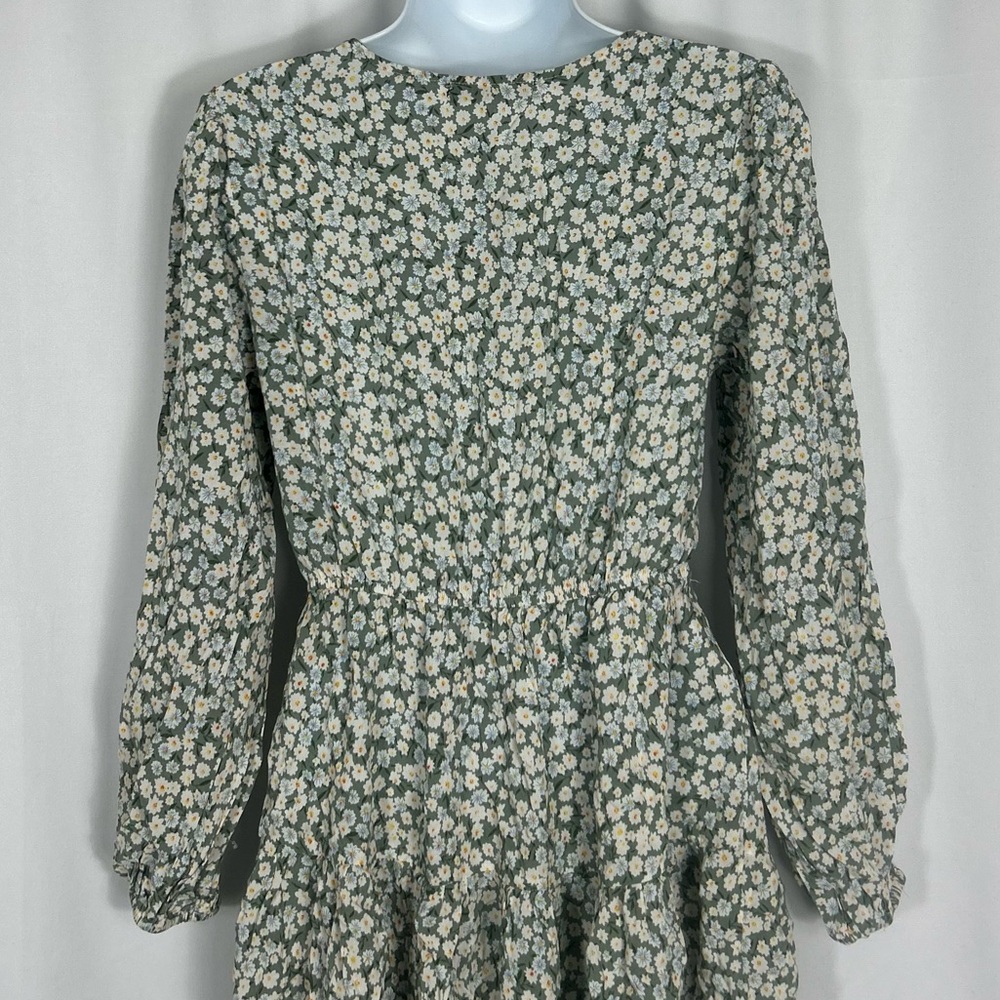 Zaful tiny flower V-neck long sleeve mini dress S - Picture 5 of 11